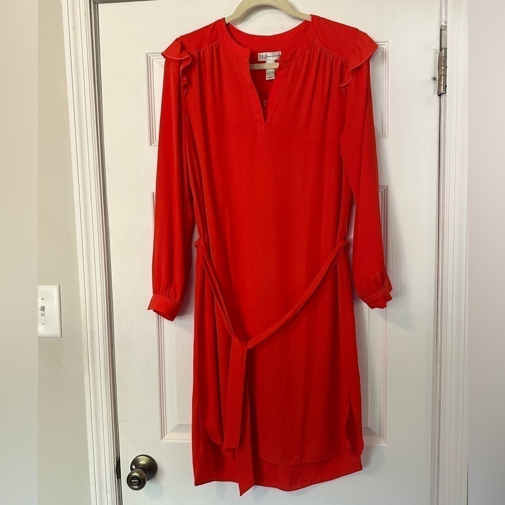 NM Neiman Marcus Red Long Sleeve Dress
